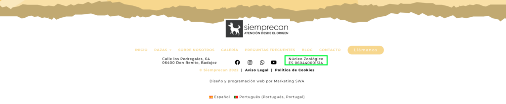 número de núcleo zoológico